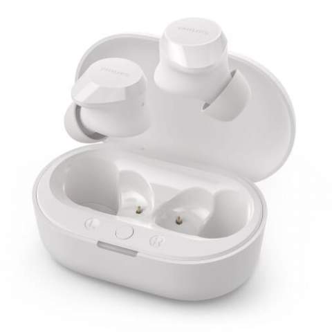 Discover these ultimate wireless Philips TWS earbuds for an exceptional listening experience and crystal-clear phone calls. With large drivers and an advanced AI microphone, you are guaranteed great sound and excellent call quality. These earbuds not only offer a perfect fit, but are also super-compact and comfortable to wear all day. The pocket-sized charging case makes them ideal for travelling. With touch-control the 10 mm drivers and an impressive battery life of a total of 18 hours, this set is perfect for everyday use. And with IPX4 sweat resistance, they can handle any activity. Experience ultimate comfort and performance with these leading wireless earbuds.