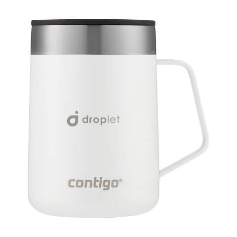 Double-walled, vacuum-insulated stainless steel thermo cup made by Contigo®. With splash-proof one-piece lid to prevent spills. THERMALOCK™ technology keeps drinks cold up to 15 hours and hot up to 5 hours. With sleek stainless steel handle. Suitable for almost all coffee machines. Easy clean. Lid and body are top-rack dishwasher-safe. Washing by hand is recommended to preserve the imprint. Capacity 420 ml.      STOCK AVAILABILITY: Up to 1000 pcs accessible within 10 working days plus standard lead-time. Subject to availability.      Contigo: The best in quality, design and technology. Immediately recognisable by its sleek and stylish design, strong and solid. The innovative Contigo water bottles and thermo cups are odourless and tasteless. The drinking bottles are operated one-handed and can be used anywhere, anytime, also on the go. Comes with a 2-year manufacturer's warranty.