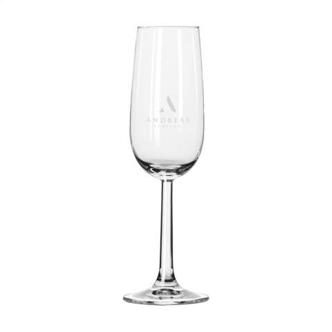 Champagne flute made of clear glass. Classic design. For serving champagne or sparkling wines in cafes or restaurants, during business parties or a private party. Capacity 170 ml.