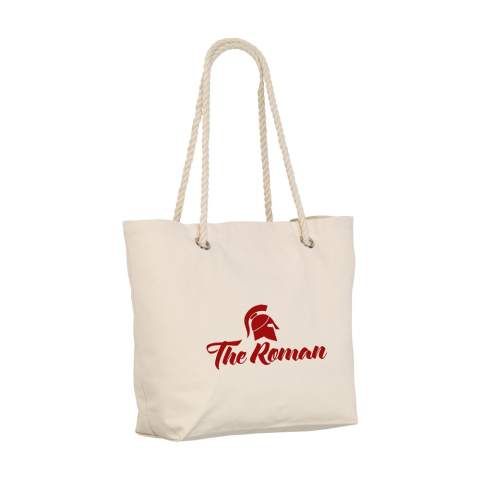 Beach bag made from rugged canvas (340 g/m²). With cord handles and zipper pouch on the inside. Capacity approx. 20 liters.