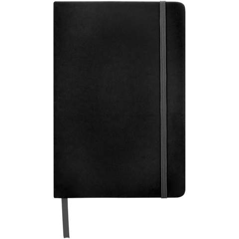 A5 notitieboek met bijpassende kleur elastieke sluiting en lint. Inclusief 96 vellen (60g/m2) blanco papier.
