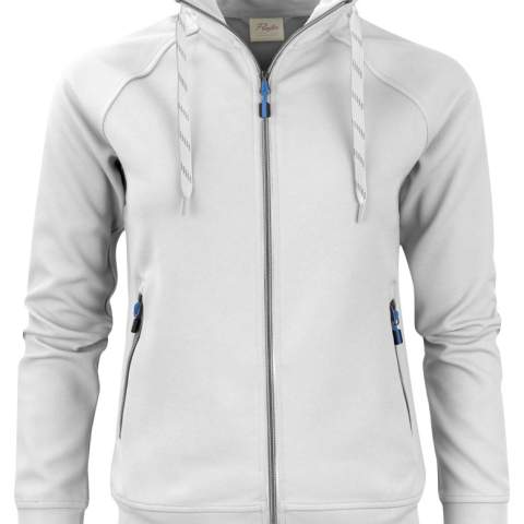 Polyester sweatshirt met raglanmouwen en een tweekleurig trekkoord. Ritssluiting vooraan en aan de zijzakken. Verborgen ritssluiting in de kraag om makkelijk het trekkoord te vervangen.