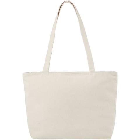 Le design épuré du Ningbo donne à ce sac shopping de grandes surfaces d'impression et constitue donc une option fantastique pour les réunions, les conventions et les salons professionnels. Le sac shopping est en coton de 320 g/m², ce qui le rend extrêmement solide et adapté au transport d'objets lourds. Le sac se ferme à l'aide d'une fermeture zippée, ce qui permet de bien protéger son contenu. Avec ses poignées de 31,5 cm de long, le sac shopping Ningbo est facile à porter à l'épaule. Peut supporter jusqu'à 10 kg. 