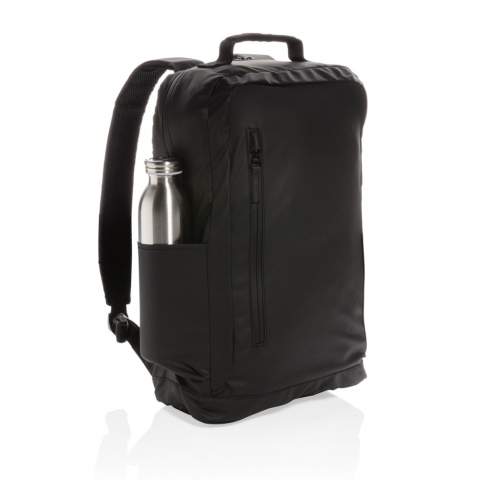 Look effortlessly stylish when carrying this all black laptop backpack. This bag holds a roomy compartment for all your gear and a laptop compartment that can hold a 15.6" laptop. PVC free.<br /><br />FitsLaptopTabletSizeInches: 15.6<br />PVC free: true