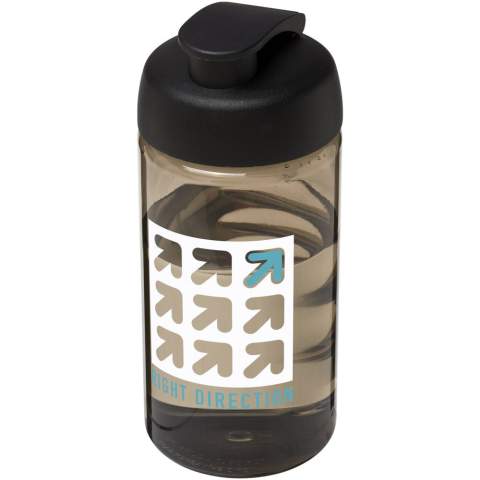 Single-wall sport bottle with integrated finger grip design. Bottle is made from recyclable PET material. Features a spill-proof lid with flip top. Volume capacity is 500 ml. Mix and match colours to create your perfect bottle. Contact customer service for additional colour options. Made in the UK. Packed in a recycled PE plastic bag. BPA-free.