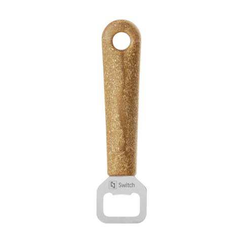 High-quality stainless steel bottle opener from the Orthex brand. Its handle is made from bio-based plastic: a mix of the waste of the sugar cane plant and wood fibres from Scandinavian spruce. Supplied with a practical suspension eye. Dishwasher safe. Washing by hand is recommended to preserve the imprint. Made in Sweden.