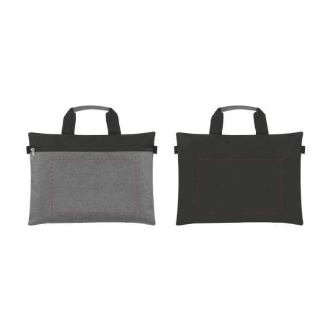 Grand sac à documents en polyester Oxford 300D dans une combinaison chic de gris bruyère et noir. Avec une poignée renforcée, une doublure intérieure et une fermeture Éclair.