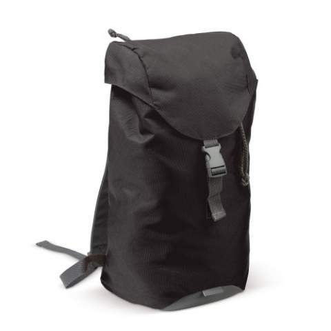Spacious backpack perfect for outdoor activity. The main compartment can be closed by means of a drawstring. The adjustable strap and clip give flexibility and allow for extra space. There is an additional zipper pocket on the top of the bag. The reflective patch enhances visibility in the dark.