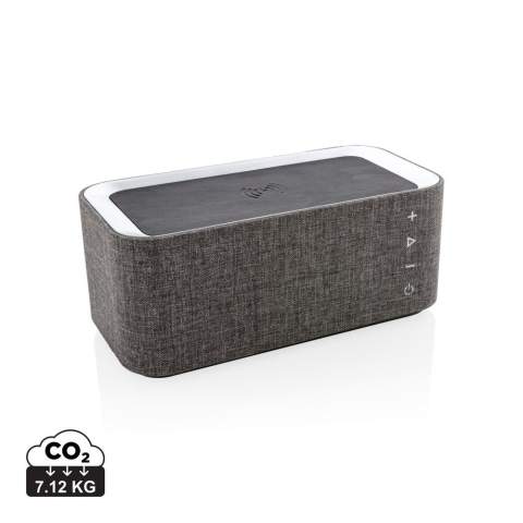 The Vogue 6W wireless charging speaker combines two essential functions of modern life: listening to your favourite music and charging your mobile device without any wires. The trendy fabric design is perfect for your desk, at home or on the go. The speaker uses wireless BT 3.0 for smooth connection and has an operating distance up to 10 metres. With handsfree function and pick up. The 4.000 mAh battery allows you to play music for up to 10 hours or charge your mobile phone twice (depending on the size of your phone’s battery) In case your phone doesn’t support wireless charging you can also use the USB port on the back to charge your phone in the traditional way with a cable.  When using both functions it is recommended to keep the item connected to a power source via the included 150 cm micro USB cable. Input: 5V/1A. Output: 5V/1A. Wireless output: 5V/1A 5W. Registered design®<br /><br />HasBluetooth: True<br />WirelessCharging: true<br />NumberOfSpeakers: 1<br />SpeakerOutputW: 6.00