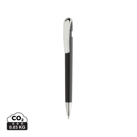 Kugelschreiber mit auffälligem Metallclip in Chromoptik. Mit ca. 1200m Schreiblänge, deutscher Dokumental®-Tinte in Blau und TC-Kugel für besonders flüssiges Schreiben. Hergestellt aus 55% recyceltem ABS, RCS-zertifiziert.