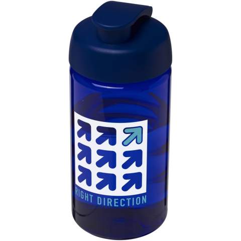 Single-wall sport bottle with integrated finger grip design. Bottle is made from recyclable PET material. Features a spill-proof lid with flip top. Volume capacity is 500 ml. Mix and match colours to create your perfect bottle. Contact customer service for additional colour options. Made in the UK. Packed in a recycled PE plastic bag. BPA-free.