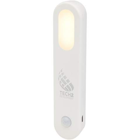 Sensa is a perfect light for indoor places like stairs, garage, kitchen, hallway, bathroom, basement, cloakroom, etc. to bring you and your family safety (never tripping in the dark any more) and convenience (no need to always turn on room lights). With a 1200mAh rechargeable battery built inside, you can also bring it on a camping trip. 3 lighting modes: “ON” Mode - constant on at night; "OFF" Mode - light turned off; “AUTO” Mode - turn on automatically when motion is detected. The motion sensor range is max 3 metres within 120°, and the light turns off after 20 seconds of inactivity. 2800K soft warm light that won't hurt your eyes. Integrated with a magnet on the back for easy installation on a metal surface (additional metal plate is provided for non-metal surfaces). Delivered in a gift box made of sustainable material.