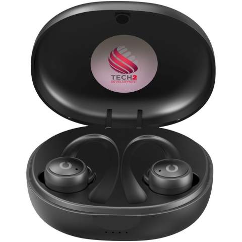 Sport TWS160S earbuds with integrated button control in both earbuds. Next, previous song, play, pause, answer and reject calls, volume up, volume down, and voice assistant. It provides autonomy in ''stand by'' mode up to 120 hours. With a maximum charge of one hour and playback time up to 3 hours. Including 3 adapters and a giftbox. Bluetooth 5.0.
