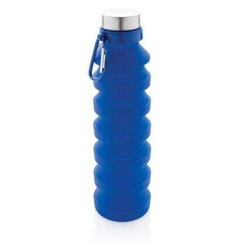 Bespaar 50% ruimte dankzij deze slim ontworpen opvouwbare siliconen fles. Met een inhoud van 550 ml kun je jezelf gehydrateerd houden terwijl je onderweg bent tijdens je buitenactiviteiten. Gemaakt van 100% food grade flexibel siliconen materiaal en is makkelijk schoon te maken. Met een handige karabijnhaak kan je de fles aan je tas haken, zodat je hem gemakkelijk kunt dragen. BPA-vrij.