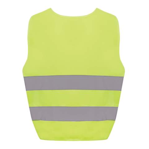 Gilet haute visibilité de signalisation taille XXS, conçu pour les enfants âgés de 3 à 6 ans, d'une taille comprise entre 90 et 140 cm. Ce gilet comporte un espace de marquage sur les faces avant et arrière. Il est équipé de fermetures auto-agrippantes sur les épaules et à la base pour plus de sécurité et un enfilage facile. Les bandes élastiques sur le côté opposé offrent une certaine souplesse, ce qui permet de le porter confortablement par-dessus des manteaux épais. Ce gilet a fait l'objet de tests rigoureux et est conforme à la norme EN 17353:2020 Type AB3. En outre, il adhère aux directives EPI spécifiées dans le règlement (UE) 2016/425 pour les équipements de protection individuelle de catégorie II. Fabriqué avec du PET recyclé certifié GRS. Contenu recyclé total : 55 % sur la base du poids total de l'article. La certification GRS garantit une chaîne d'approvisionnement entièrement certifiée pour les matériaux recyclés.