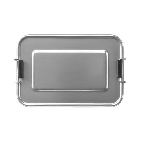 Boîte à tartines en aluminium avec un design rétro saisissant. Facile à fermer avec 2 pinces. Ne passe pas au lave-vaisselle.