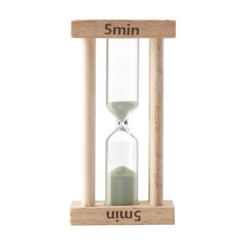 Hourglass set in a wooden stand. Saving water and energy is a lot easier with this shower timer. It helps you to shower for no longer than 5 minutes. Each item is supplied in an individual brown cardboard box.
