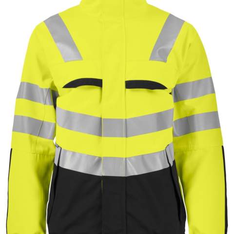 • afneembare capuchon<br />• sluiting met drukknopen<br />• met fleece gevoerde zijzakken met ritssluiting en klep<br />• borstzak met klep, de linker met lus voor badgehouder<br />• twee binnenzakken met ritssluiting, één met telefoonzakje met velcrosluiting               <br />• 2 richtingen ritssluiting<br />• aanpasbare taille met trekkoord<br />• aanpasbare manchetten                                                                               <br />• drukkersritssluiting