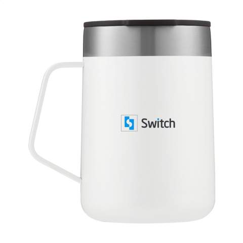 Double-walled, vacuum-insulated stainless steel thermo cup made by Contigo®. With splash-proof one-piece lid to prevent spills. THERMALOCK™ technology keeps drinks cold up to 15 hours and hot up to 5 hours. With sleek stainless steel handle. Suitable for almost all coffee machines. Easy clean. Lid and body are top-rack dishwasher-safe. Washing by hand is recommended to preserve the imprint. Capacity 420 ml.      STOCK AVAILABILITY: Up to 1000 pcs accessible within 10 working days plus standard lead-time. Subject to availability.      Contigo: The best in quality, design and technology. Immediately recognisable by its sleek and stylish design, strong and solid. The innovative Contigo water bottles and thermo cups are odourless and tasteless. The drinking bottles are operated one-handed and can be used anywhere, anytime, also on the go. Comes with a 2-year manufacturer's warranty.