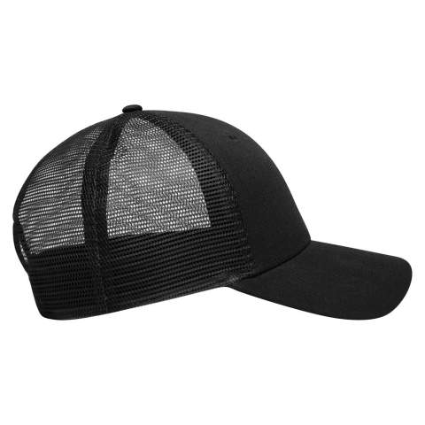 This trendy medium profile trucker cap from our retail line has a lot to offer. With six panels of polyacrylic and mesh and a reinforced front, this cap is perfect for embroidery or transfer. The cap has a curved peak and a plastic closure at the back.
