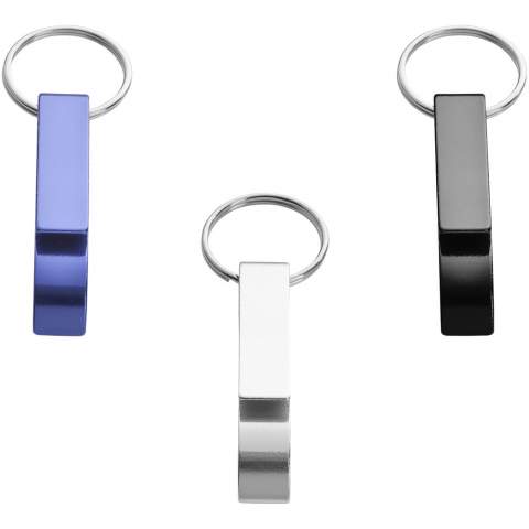 Being able to open a bottle or can anytime, anywhere while also promoting a brand in a sophisticated way, the Tao bottle and can opener keychain is the perfect accessory. The keychain is made of aluminium, making it strong and lightweight. Combined with the metallic finish, a printed logo on the keychain makes it stand out even more. 
