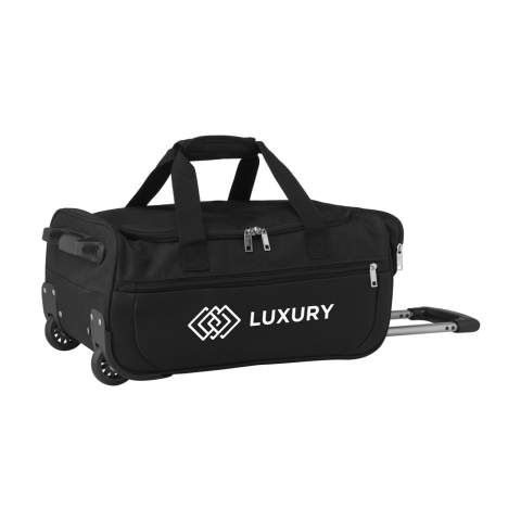 Practical, 18” trolley/weekend bag approved as hand luggage, made from 600D polyester. With telescopic handle, 2 wheels, carrying straps and a handle. This allows one to transport the bag in different ways. The bag has a large main compartment, 2 zipper pockets and a mesh pocket with a zipper on the inside. Capacity approx. 35 litres.