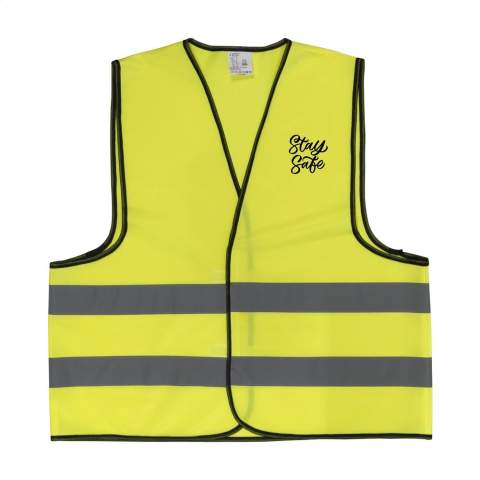 Veste de sécurité fluorescente, 100% tricot polyester. Taille unique adaptable par bande auto-agrippante réglable. (EN ISO 20471 classe 2).