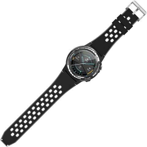 Montre connectée avec GPS qui génère une carte sur un appareil mobile avec l’itinéraire emprunté. Inclut boussole et baromètre. Surveille la fréquence cardiaque et la pression artérielle. Mode multisports, compteur de pas et de calories, distance parcourue. Elle surveille également la qualité du sommeil et suit les activités physiques quotidiennes. Fente pour carte SIM (carte SIM non incluse). Notifications d’e-mail, d’appels, de messages et de réseaux sociaux. Assistant vocal Siri. Batterie Li-ion de 360 mAh. Connexion Bluetooth 4.0. Autonomie de 7 jours en mode veille.