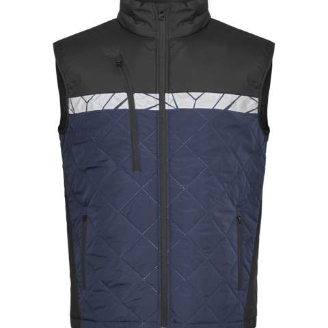 • Bodywarmer van lichtgewicht, naadloos diamantgestikt materiaal <br />• Borstzak aan de rechterkant met ritssluiting, ook een interne houder voor het bevestigen van de ID-kaart <br />• Zijzakken aan beide zijden met ritssluiting <br />• Waschipzakje in de linker binnenzijnaad<br /><br />Geleverd in een bio-based, composteerbare polybag