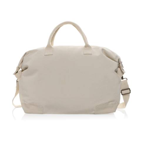 Diese luxuriöse Wochenendtasche ist eine stilvolle und umweltfreundliche Option aus 500g/m² recyceltem Canvas. Sie hat schöne Details, Messingbeschläge und ein geräumiges Hauptfach. Perfekt für alle, die eine hochwertige, umweltfreundliche Reisetasche suchen. Mit AWARE™-Tracer, der die tatsächliche Verwendung von recycelter Baumwolle bestätigt. 2% des Erlöses jedes verkauften Impact-Produkts werden an Water.org gespendet.<br /><br />PVC free: true