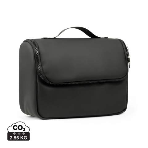 Keep your travel essentials organised in style with our Travel Toiletry Bag, featuring a water-repellent nubuck-PU material that is both stylish and practical. The material is easy to clean and repels water, making it perfect for use while on the go. The inside of the bag is maximised for organisation, with several pockets for all your toiletry essentials. The bag also features a hook design, allowing it to be easily hung up when travelling.