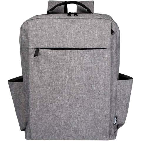De Libra rugzak is gemaakt van GRS gecertificeerd gerecycled polyester en heeft een 15" laptopvak met een extra gevoerd tabletvak en opbergvakken aan de binnenkant. Er zijn ook meerdere zakken aan de buitenkant, gewatteerde en verstelbare schouderbanden en een trolleyband aan de achterkant. Geschikt voor een gewicht tot 10 kg.