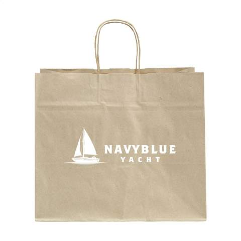WoW! Stevige papieren geschenktas (maat XL) gemaakt van gerecycled graspapier (90 g/m²). Door het gebruik van natuurlijke materialen zijn oneffenheden in het papier voelbaar. Dit geeft het product een mooie natuurlijke uitstraling. De tas heeft twee korte papieren draaglussen, een gevouwen bodem en een zijvouw. Voor de productie van deze tas worden geen bomen gekapt.