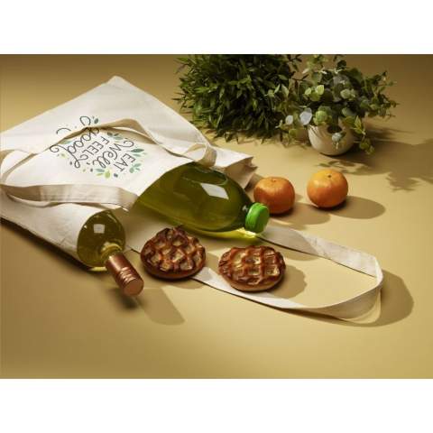 WoW! Winkeltas van 100% vastgeweven gerecycled katoen (140 g/m²). Met lange hengsels. GRS-gecertificeerd. Inhoud ca. 7 liter. Dit katoen is gerecycled. Hierdoor kan de kleur per product variëren.
