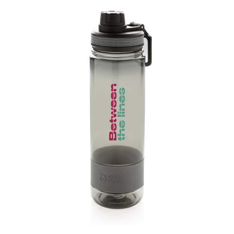Leak proof Tritan bottle. Ideal to take  on long outdoor activities or while doing sports. Including silicone ring for improved grip. BPA free. Capacity: 750ml.