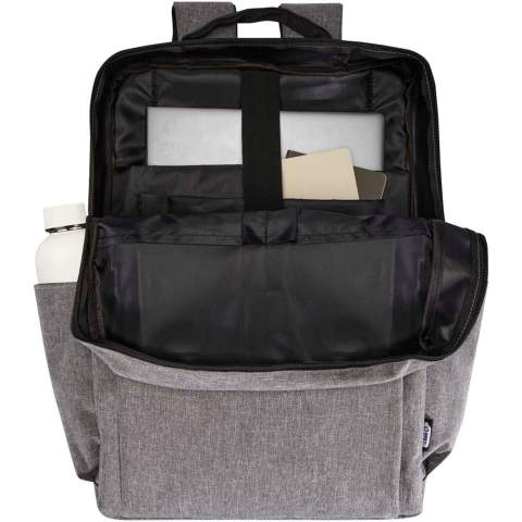 De Libra rugzak is gemaakt van GRS gecertificeerd gerecycled polyester en heeft een 15" laptopvak met een extra gevoerd tabletvak en opbergvakken aan de binnenkant. Er zijn ook meerdere zakken aan de buitenkant, gewatteerde en verstelbare schouderbanden en een trolleyband aan de achterkant. Geschikt voor een gewicht tot 10 kg.