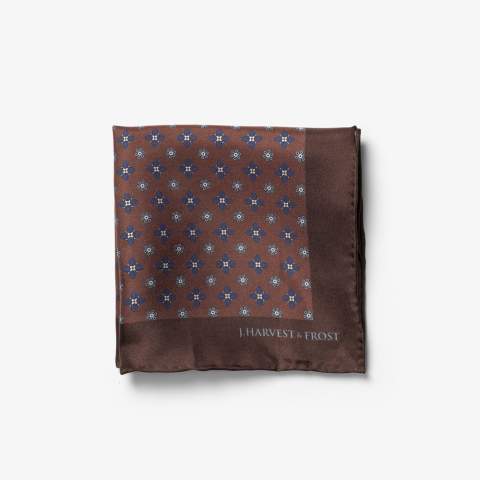 Classic silk handkerchief with floral patterns.