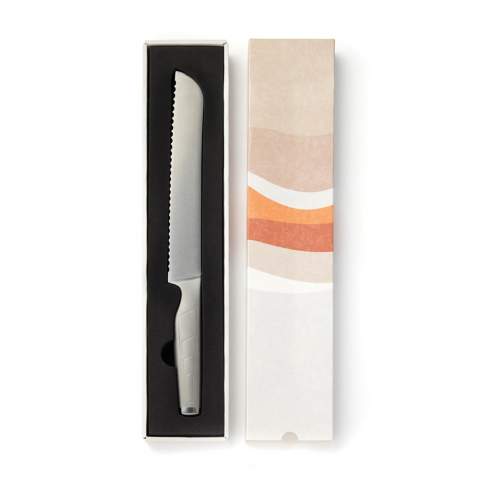Hochwertiges Brotmesser aus japanischem Stahl (420 J2). Mit diesem scharfen Brotmesser krümelt das Brot nicht, wenn Sie es schneiden.