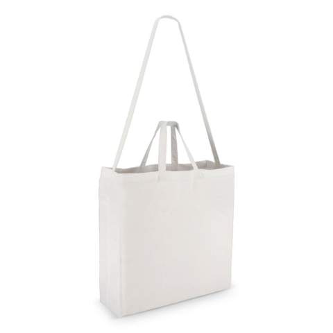 Vielseitige Tasche aus 220 g/m² Baumwolle in einer Vielzahl von Farben. Mit einem langen Griff zum Tragen über der Schulter oder am Körper und zwei kurzen Griffen zum Tragen in der Hand. Ideal für den täglichen Gebrauch oder für Veranstaltungen. Oeko-Tex® zertifiziert für sichere, geprüfte Materialien.
