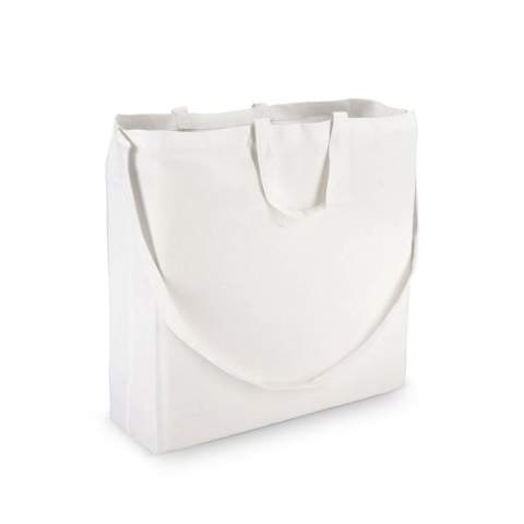 Vielseitige Tasche aus 220 g/m² Baumwolle in einer Vielzahl von Farben. Mit einem langen Griff zum Tragen über der Schulter oder am Körper und zwei kurzen Griffen zum Tragen in der Hand. Ideal für den täglichen Gebrauch oder für Veranstaltungen. Oeko-Tex® zertifiziert für sichere, geprüfte Materialien.