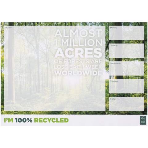Bloc-notes Desk-Mate® A3 blanc avec des feuilles en papier recyclé 80 g/m². Marquage possible sur chaque feuille. Trois tailles disponibles (25/50/100 feuilles). 