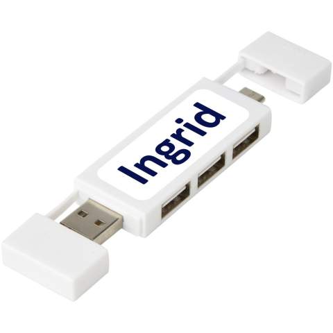 2.0 USB hub with 3 ports, with USB-A and Type-C input.