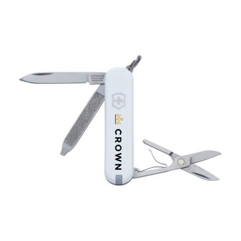 Original Swiss pocket knife from the Victorinox Officer's line: with ABS handle, connecting plates made from hard-anodised aluminium and tools made of 100% recycled steel. 5-pieces with 7 functions: knife, file with screwdriver, scissors, keyring, tweezers and toothpick. Includes instruction manual and lifetime warranty on material and manufacturing defects. Victorinox knives are a worldwide symbol for reliability, functionality and perfection. Please note local rules may apply regarding the possession and/or carrying of knives or multitools in public. Each item is individually boxed.