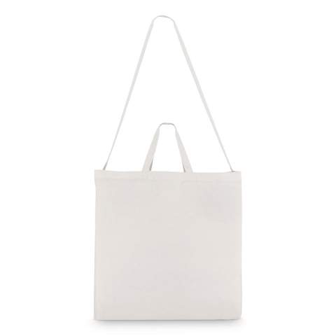 Vielseitige Tasche aus 220 g/m² Baumwolle in einer Vielzahl von Farben. Mit einem langen Griff zum Tragen über der Schulter oder am Körper und zwei kurzen Griffen zum Tragen in der Hand. Ideal für den täglichen Gebrauch oder für Veranstaltungen. Oeko-Tex® zertifiziert für sichere, geprüfte Materialien.