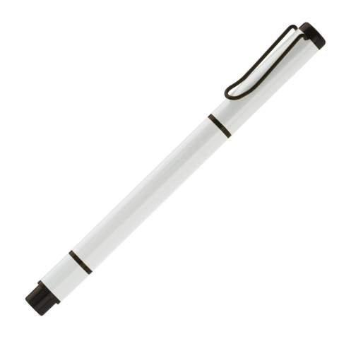 Stilvoller Metallkugelschreiber mit Kappe (blauschreibend) und integriertem Textmarker (gelb). Ab 5.000 Stück andere Schreib-/Markierfarben möglich, 