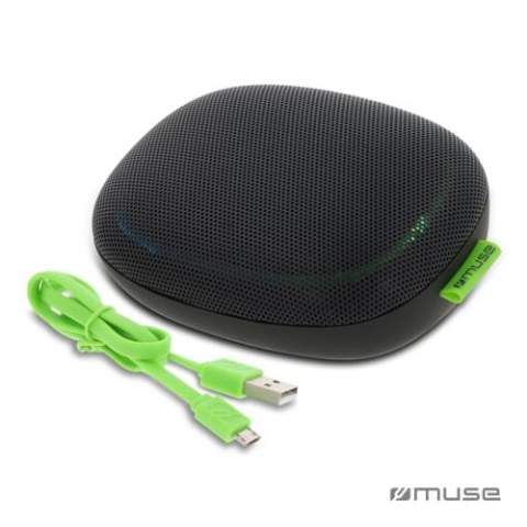 This Bluetooth speaker with good sound quality is very compact and therefore easy to take with you. With the built-in multicolor disco lamp you create a party in any place. Via Bluetooth you can easily listen to music. Through the AUX connection you can also connect external devices. The included USB cable makes it easy to charge the speaker.