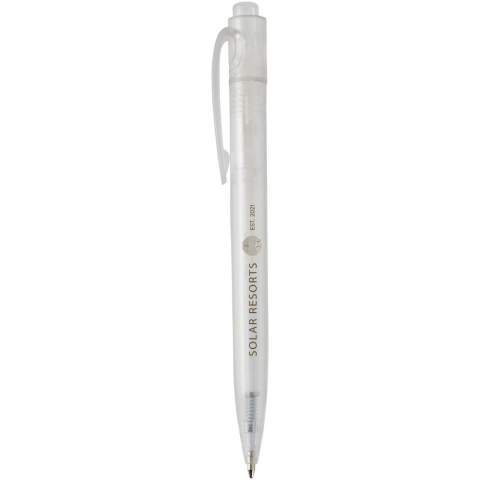 De Thalaasa balpen is gemaakt van plastic uit de oceaan. Het plastic afval dat in deze pen is gebruikt, is verzameld in de kustgebieden en gerecycled tot een nieuw product. Door voor dit type pen te kiezen, kunnen we het concept van recycling promoten en mensen en bedrijven aanmoedigen om duurzamere keuzes te maken in hun dagelijks leven. Inktkleur van de pen: zwart. Schrijflengte: 1000 meter.
