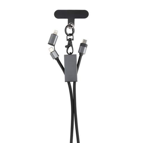 Blijf opgeladen met het Terra Universele Telefoonsnoer. Dit veelzijdige accessoire combineert het gemak van een sleutelkoord met de functionaliteit van een hoogwaardige oplaad- en datakabel. Deze universele kabel is perfect voor iedereen die onderweg is en is gebouwd om zowel USB-C- als iOS-apparaten te ondersteunen, waardoor hij ideaal is voor gebruikers van meerdere apparaten. Type-C-ingang met dubbele Type-C- en iOS-uitgangen, zodat u op verschillende manieren kunt opladen van apparaten. Geniet van een vermogensafgifte tot 60 W (Type-C tot Type-C), zodat u uw apparaat kunt opladen met een maximale stroomsterkte van 20 V/3 A voor sneller opladen. Synchroniseer gegevens en geniet van Android Auto-compatibiliteit. Totaal gerecycled materiaal: 63% op basis van het totale gewicht van het item. RCS-certificering zorgt voor een volledig gecertificeerde toeleveringsketen van de gerecyclede materialen. Verpakt in plasticvrije envelopverpakking. PVC-vrij.<br /><br />PVC free: true