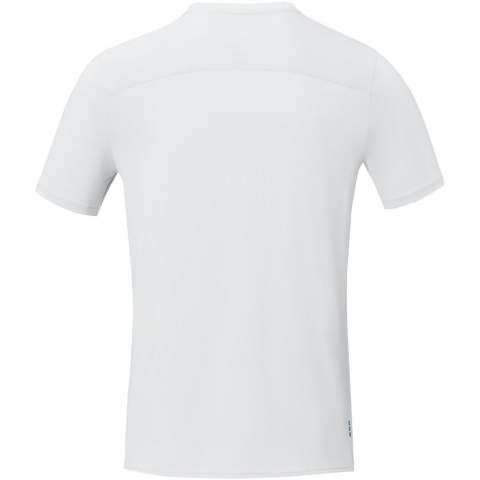 The Borax short sleeve men's cool fit t-shirt is the perfect blend of style, sustainability, and sporty performance. Made from 90% GRS certified recycled materials, blended with elastane to ensure stretch and comfort with a fabric weight of 160 g/m². The cool-fit finish helps keeping cool and dry. The GRS certification ensures a 100% certified supply chain from raw material to our printing techniques, making this garment an eco-friendly choice.