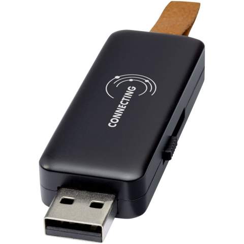 16GB USB flash drive with a striking light-up logo effect. USB 2.0 with a write speed of 3MB/s and a read speed of 10MB/s.